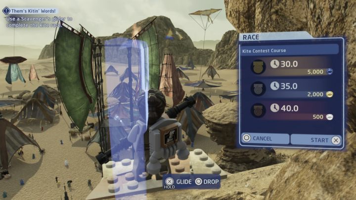 Switch your character to the Scavenger and participate in the race - LEGO Skywalker Saga: Thems Kitin Words - walkthrough - LEGO Skywalker Saga: Pasaana - Forbidden Valley - LEGO Skywalker Saga Guide