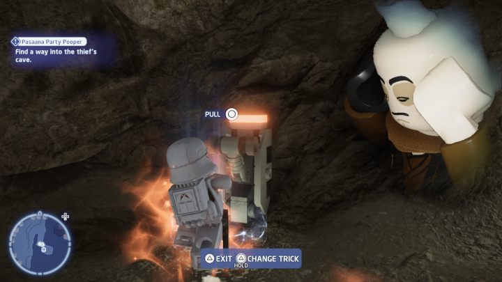 When the new mission objective appears, head to the next search area - LEGO Skywalker Saga: Pasaana Party Pooper - walkthrough - LEGO Skywalker Saga: Pasaana - Forbidden Valley - LEGO Skywalker Saga Guide