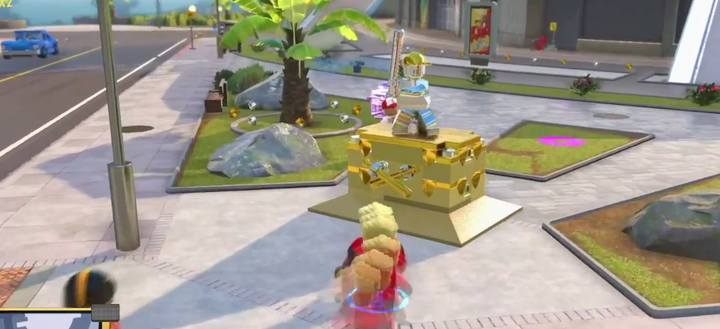 Find the statue next to which you have to complete a build. - Tourist District | LEGO The Incredibles - Maps of challenges and golden bricks - LEGO The Incredibles Game Guide