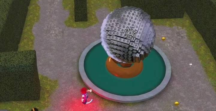 The sphere in the park contains a gold brick. - City Park | LEGO The Incredibles - Maps of challenges and golden bricks - LEGO The Incredibles Game Guide