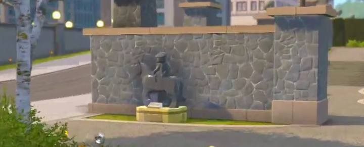 The statues are grey and yellow and all look the same. - Challenges in LEGO The Incredibles - Maps of challenges and golden bricks - LEGO The Incredibles Game Guide
