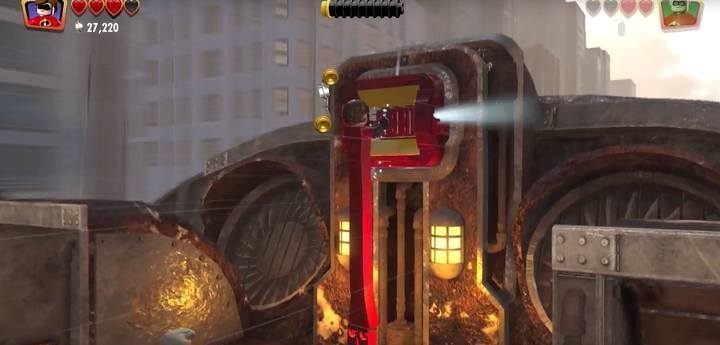 To continue, destroy the object located next to the wall in the second section - Under-mined - Level 1 in LEGO The Incredibles Walkthrough - Walkthrough - LEGO The Incredibles Game Guide