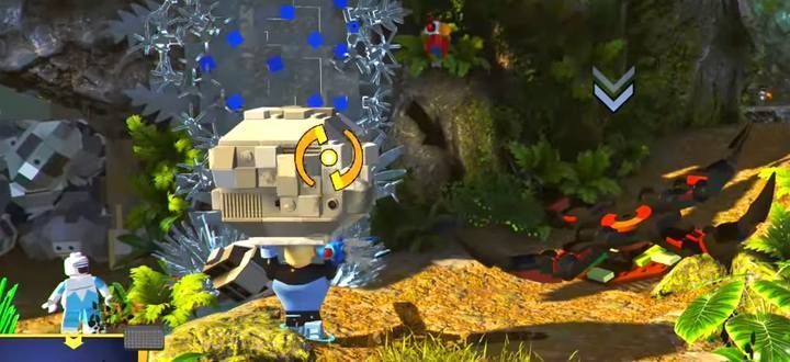 Aim - by holding the attack button - to hit the plant-trap with the rock. - Nomanisan Island - Level 9 in LEGO The Incredibles Walkthrough - Walkthrough - LEGO The Incredibles Game Guide