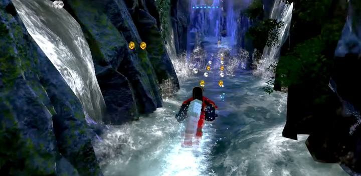 While in the water, press and hold the action button to transform into a pontoon. - Above Parr - Level 11 in LEGO The Incredibles Walkthrough - Walkthrough - LEGO The Incredibles Game Guide