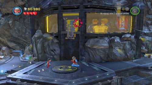 Move to the central rock and start heading right to the room with yellow glasses - Unwelcome Guests | Walkthrough - Walkthrough - LEGO Batman 2: DC Super Heroes Game Guide & Walkthrough