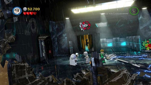 When you get to the elevator use Robin to extinguish fire and shoot to ice switcher (picture) - Tower Defiance | Walkthrough - Walkthrough - LEGO Batman 2: DC Super Heroes Game Guide & Walkthrough