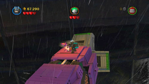 In the next part of mission you have to get to the falling robot (press J if you want to fly faster) - Tower Defiance | Walkthrough - Walkthrough - LEGO Batman 2: DC Super Heroes Game Guide & Walkthrough