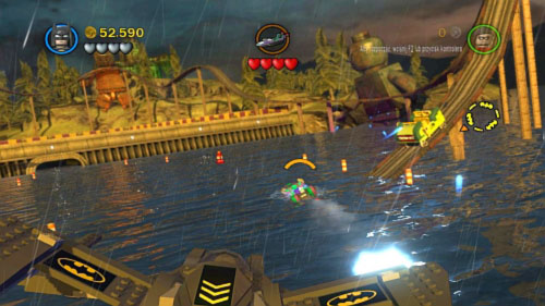 #07 - During the chase you will be passing roller-coaster - destroy two cars - Harboring a Criminal | Minikits - Minikits - LEGO Batman 2: DC Super Heroes Game Guide & Walkthrough