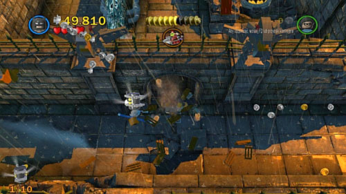 #07 - In the labyrinth where you are fighting with Bane, move to the corridor on the bottom - Arkham Asylum Antics | Minikits - Minikits - LEGO Batman 2: DC Super Heroes Game Guide & Walkthrough