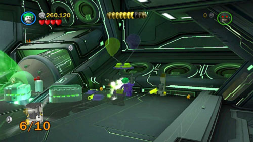 #06 - In the location with camera move to the right down corner, destroy all blue bricks, pull the lever and open the gift with Joker - Research and Development | Minikits - Minikits - LEGO Batman 2: DC Super Heroes Game Guide & Walkthrough