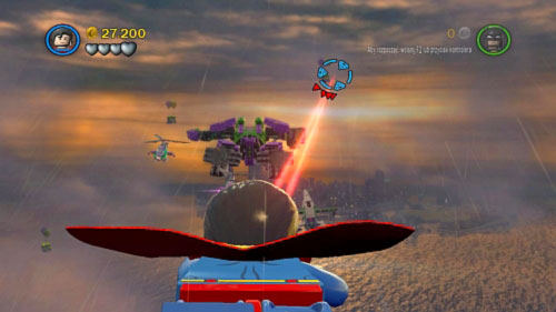 #01 - 05 - During flight on the sky will show up containers with two balloons (two at the beginning of the mission and three after destroying one of the engine) - Down to Earth | Minikits - Minikits - LEGO Batman 2: DC Super Heroes Game Guide & Walkthrough