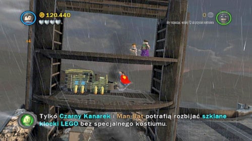 #09 - On the plaza near robot, fly on the metal construction on the left and destroy two crates - Tower Defiance | Minikits - Minikits - LEGO Batman 2: DC Super Heroes Game Guide & Walkthrough