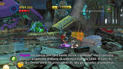 #05 - In right down corner use rocket to destroy silver box, build radar, use it and shoot down 10 robots - Heroes Unite | Minikits - Minikits - LEGO Batman 2: DC Super Heroes Game Guide & Walkthrough