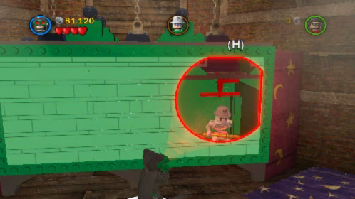 In the next location stand Batman on the circle in front of the green wall and press K - Theatrical Pursuits | Walkthrough - Walkthrough - LEGO Batman 2: DC Super Heroes Game Guide & Walkthrough