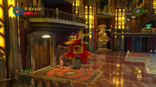 Use bricks to build an elevator and use to get on the higher floor - Theatrical Pursuits | Walkthrough - Walkthrough - LEGO Batman 2: DC Super Heroes Game Guide & Walkthrough