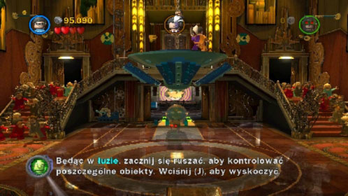 When you reach the higher floor use Batmans invisibility and pass the entrance under the platform with Two-Face - Theatrical Pursuits | Walkthrough - Walkthrough - LEGO Batman 2: DC Super Heroes Game Guide & Walkthrough