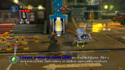 In this suit you can use rockets to destroy silver bricks - Harboring a Criminal | Walkthrough - Walkthrough - LEGO Batman 2: DC Super Heroes Game Guide & Walkthrough