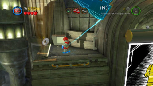 When you get higher use magnesium on the blue bricks on the right side (picture) - Harboring a Criminal | Walkthrough - Walkthrough - LEGO Batman 2: DC Super Heroes Game Guide & Walkthrough