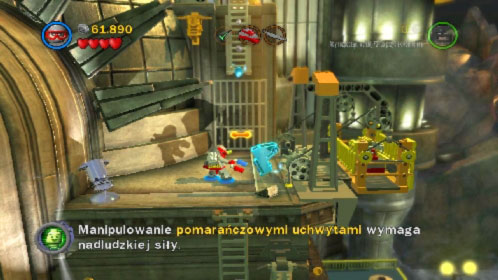 Eliminate all opponents and use magnesium to lower the lift (picture) - Harboring a Criminal | Walkthrough - Walkthrough - LEGO Batman 2: DC Super Heroes Game Guide & Walkthrough