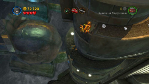 Use hook at the holder (picture) and when you get to the higher floor start heading right eliminating the opponents - Harboring a Criminal | Walkthrough - Walkthrough - LEGO Batman 2: DC Super Heroes Game Guide & Walkthrough