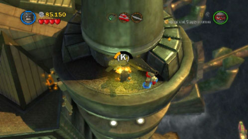 Use Batman to pull the handle (picture) and get the last part of bricks for the chopper - Harboring a Criminal | Walkthrough - Walkthrough - LEGO Batman 2: DC Super Heroes Game Guide & Walkthrough