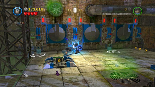 Use Batman on the first and next on the second electric device (picture) - Chemical Crisis | Walkthrough - Walkthrough - LEGO Batman 2: DC Super Heroes Game Guide & Walkthrough