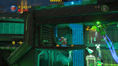 Then move to the higher floor using blue pipes, use magnesium on the local door (picture) and destroy the mechanism - Chemical Signature | Walkthrough - Walkthrough - LEGO Batman 2: DC Super Heroes Game Guide & Walkthrough