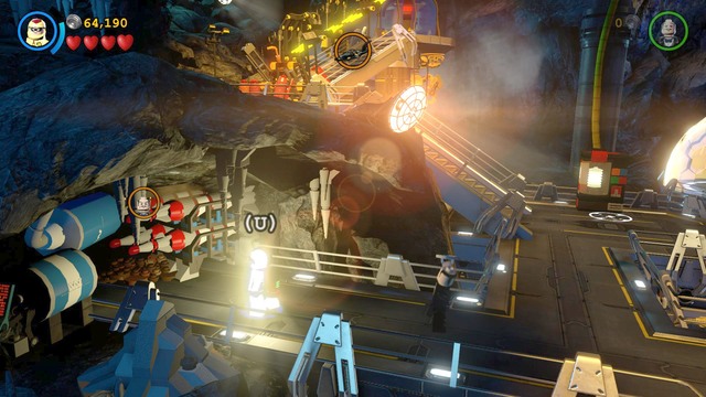 Approach the dark cave on the left and illuminate the path as Robin - Breaking BATS! - Walkthrough - LEGO Batman 3: Beyond Gotham - Game Guide and Walkthrough