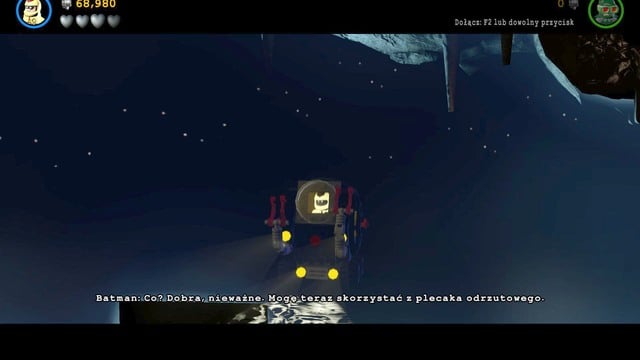 While inside the vehicle, drive into the cave and look for silver bricks - Space Suits You, Sir! - Walkthrough - LEGO Batman 3: Beyond Gotham - Game Guide and Walkthrough