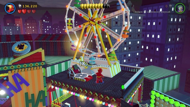 When the curtain opens, switch characters to Flash and wait for the right moment to jump on a higher platform - Big Trouble in Little Gotham - Walkthrough - LEGO Batman 3: Beyond Gotham - Game Guide and Walkthrough