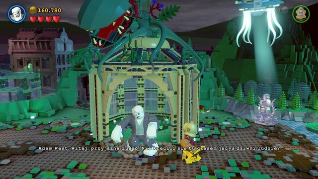 As soon as Cheetah digs out the third plant inside the tank, switch characters to Robin and start destroying the plants with lasers (you have to aim at the gold bricks in their tips) - Big Trouble in Little Gotham - Walkthrough - LEGO Batman 3: Beyond Gotham - Game Guide and Walkthrough