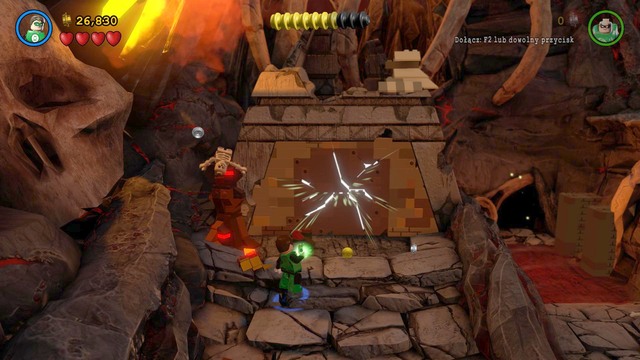 In the spot shown in the picture take control over Grundy and destroy the glowing wall - All the Rage - Walkthrough - LEGO Batman 3: Beyond Gotham - Game Guide and Walkthrough