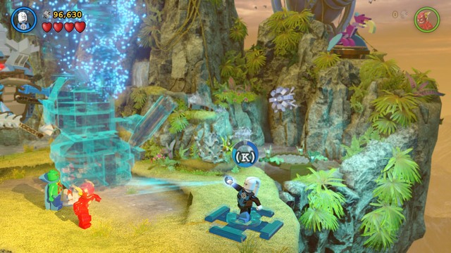Walk to the center as Martian Manhunter and use his supersight, then switch characters to Saint Walker and build a platform for him - A Blue Hope - Walkthrough - LEGO Batman 3: Beyond Gotham - Game Guide and Walkthrough