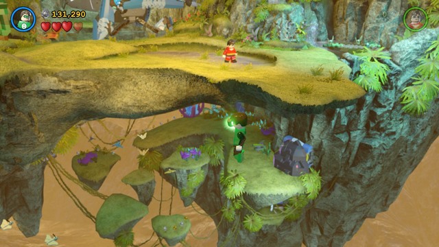 Fly to the lower level of the arena on which you rescue the Saint Walker and head to the purple-blue flower at the end - Characters - A Blue Hope - secrets - LEGO Batman 3: Beyond Gotham - Game Guide and Walkthrough