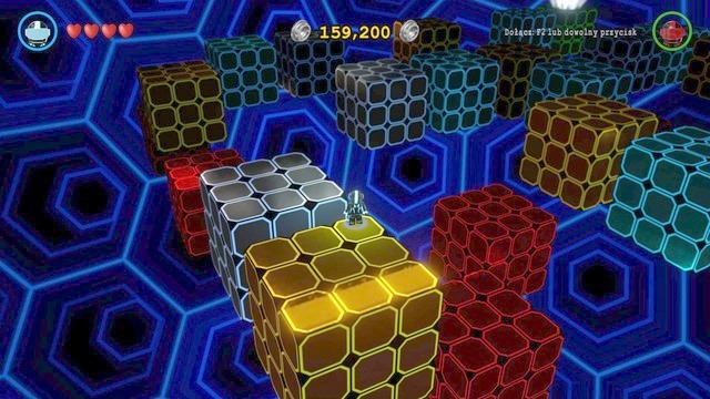 This mission consists in jumping from one block onto another, to reach a white light - Virtual Reality missions - Batcave - secrets - LEGO Batman 3: Beyond Gotham - Game Guide and Walkthrough