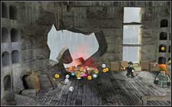 On the second floor, use the feather (WL) lying on the shelf on the painting and assemble the scattered bricks (WL) - LEGO Harry Potter Years 1-4: Hogwarts Bonuses - Walkthrough - Secrets and Collectibles - LEGO Harry Potter Years 1-4 Guide & Walkthrough
