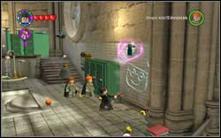 Madam Hooch: Next to the green cabinets you will find a trash bin - take out a spray and paint a graffiti on the wall using it (WL) - LEGO Harry Potter Years 1-4: Hogwarts Bonuses - Walkthrough - Secrets and Collectibles - LEGO Harry Potter Years 1-4 Guide & Walkthrough