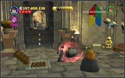 Hufflepuff (yellow): After opening the second big door, a black rock will fall down - use (DM) on it - LEGO Harry Potter Years 1-4: Year 3 Bonuses - Walkthrough - Secrets and Collectibles - LEGO Harry Potter Years 1-4 Guide & Walkthrough