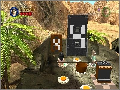 Push the block on the orange button, put the box in the right place and stand on the right button (look at the screen for correct combination) - Chapter 6 - Opening the Ark - Riders of the Lost Ark - LEGO Indiana Jones: The Original Adventures - Game Guide and Walkthrough