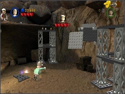 Go to the right and build a foot-bridge from the LEGO pieces - Chapter 6 - Opening the Ark - Riders of the Lost Ark - LEGO Indiana Jones: The Original Adventures - Game Guide and Walkthrough