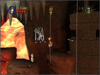 Jump to the right using ropes - Chapter 3 - The Temple of Kali - The Temple of Doom - LEGO Indiana Jones: The Original Adventures - Game Guide and Walkthrough