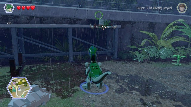 As raptor, jump on the rod shown on the picture - Herbivore Territory | Jurassic Park - secrets in free roam - Jurassic Park - secrets in free roam - LEGO Jurassic World Game Guide & Walkthrough