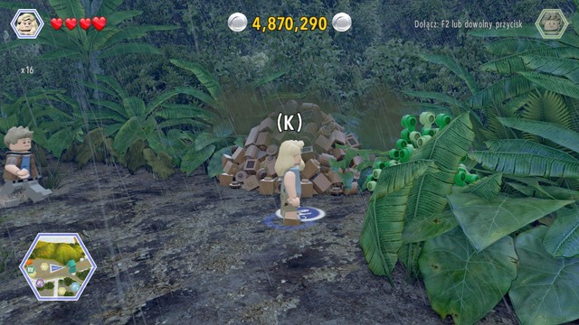 Walk to the dinosaurs excrements and, as Ellie, dig up part of the golden brick - Tyrannosaurus Enclosure | Jurassic Park - secrets in free roam - Jurassic Park - secrets in free roam - LEGO Jurassic World Game Guide & Walkthrough