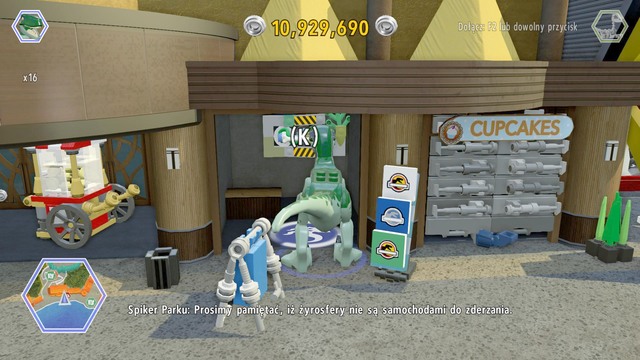 As raptor, walk to the rod shown on the picture and use it to save the worker - Main Street | Jurassic World - secrets in free roam - Jurassic World - secrets in free roam - LEGO Jurassic World Game Guide & Walkthrough