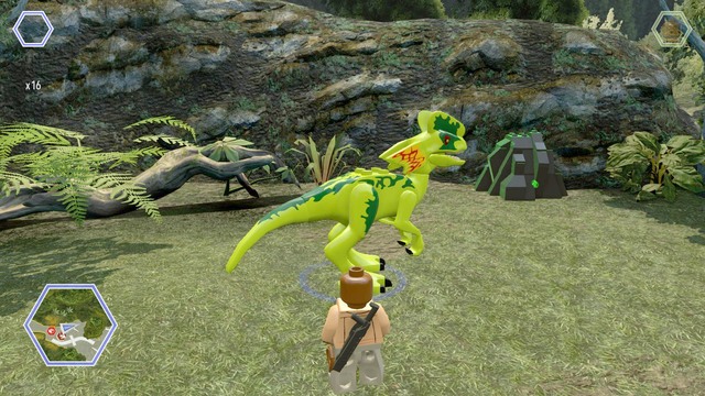 Use dilophosaurus and destroy the black brick object shown on the picture - Safari Plains | Jurassic World - secrets in free roam - Jurassic World - secrets in free roam - LEGO Jurassic World Game Guide & Walkthrough