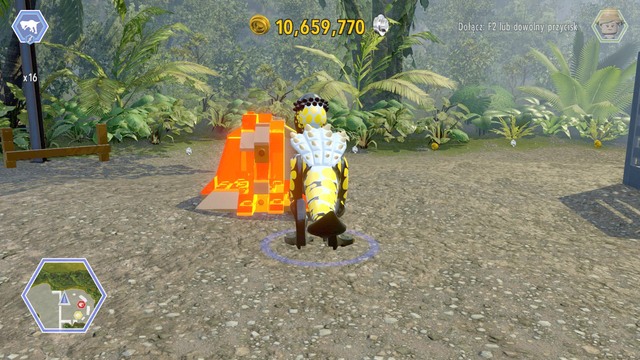 Once youre behind the gate, destroy the orange bricks shown on the picture as tyrannosaurus - Indominus Territory | Jurassic World - secrets in free roam - Jurassic World - secrets in free roam - LEGO Jurassic World Game Guide & Walkthrough