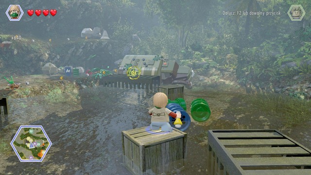 Once you get to the place shown on the picture, switch your character to Eric and throw the tyrannosaurus smell at the compsognathuses blocking the access - Erics Hideout | Jurassic Park III - secrets in free roam - Jurassic Park III - secrets in free roam - LEGO Jurassic World Game Guide & Walkthrough