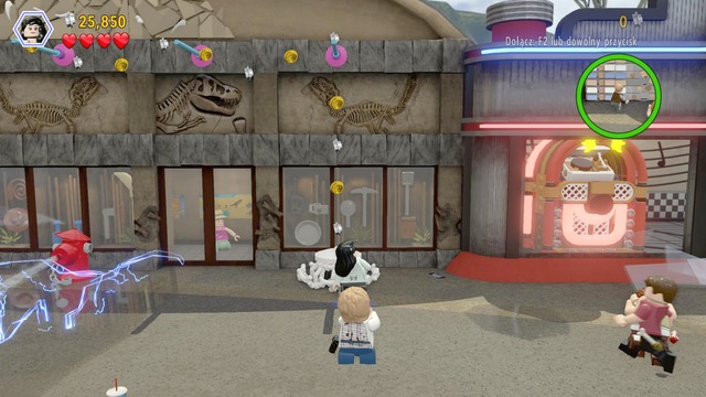 As Grey, use the bricks to build a trampoline, use it as Zara and jump onto the bar - Under Attack | Jurassic World - walkthrough - Jurassic World - walkthrough - LEGO Jurassic World Game Guide & Walkthrough