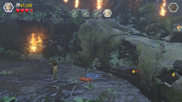 After you climb to the higher level, switch to Barry and walk over to the right side, then use the rope to make it possible to get over the block - Under Attack | Jurassic World - walkthrough - Jurassic World - walkthrough - LEGO Jurassic World Game Guide & Walkthrough