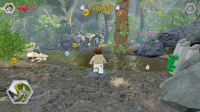 To get over to the other side of the river, as Paul, approach the spot shown in the screenshot and use the rope on the catch - Spinosaurus | Jurassic Park III - walkthrough - Jurassic Park III - walkthrough - LEGO Jurassic World Game Guide & Walkthrough
